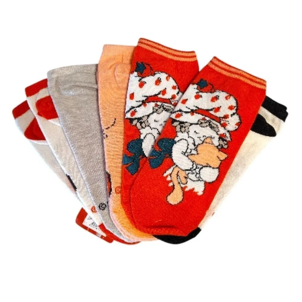 Strawberry Shortcake Colorful No Show‎ Printed Socks 5 Pairs NWT